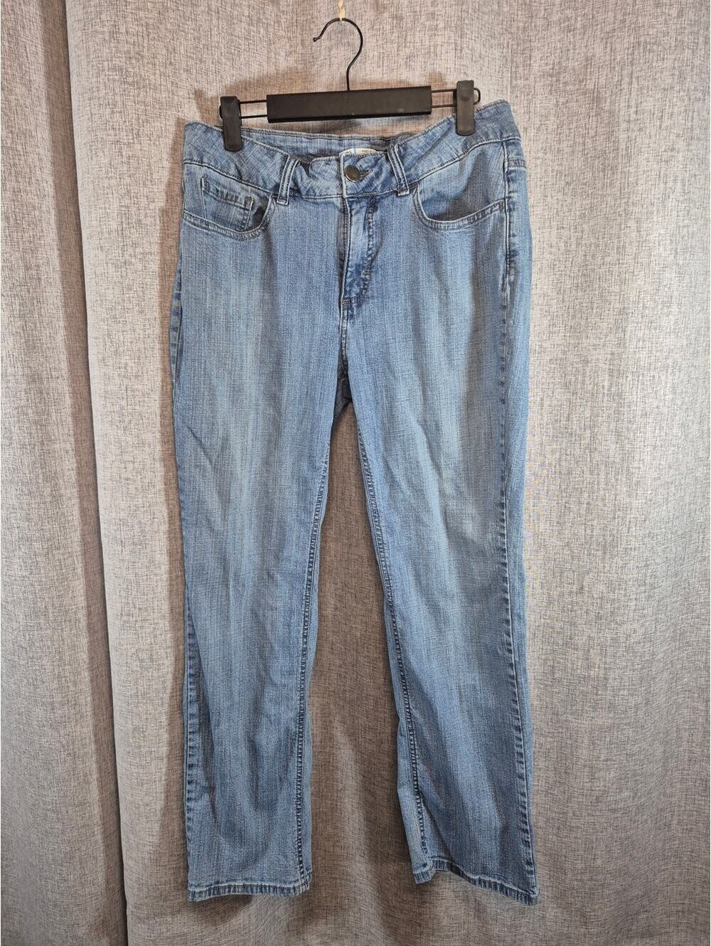 Riders by Lee Women's 12 Petite Mid Rise Straight Leg Jeans Light Wash Stretch